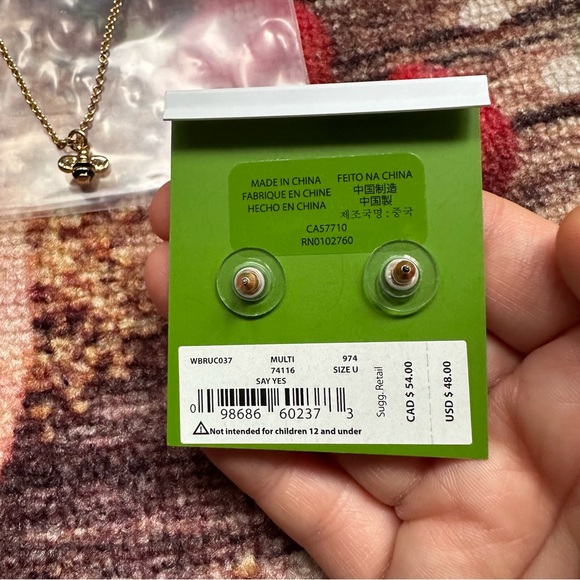 Kate Spade Queen Bee Happy Earring Necklace Set NWT - Picture 7 of 7